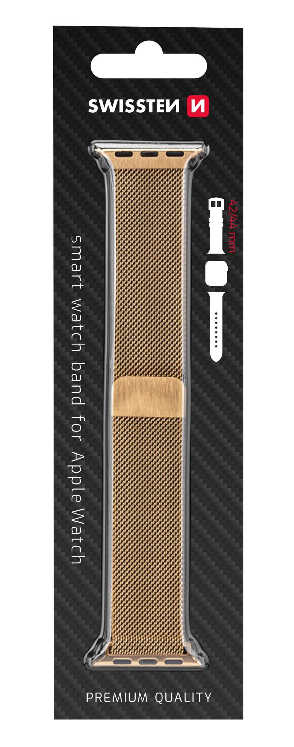 Remienok Apple Watch Swissten milánský ťah 42-44 mm - zlatý